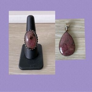 Sterling and agate ring and pendant